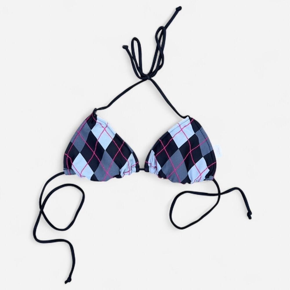 Xhilaration Vintage Y2K Punk Princess Argyle String Bikini Top